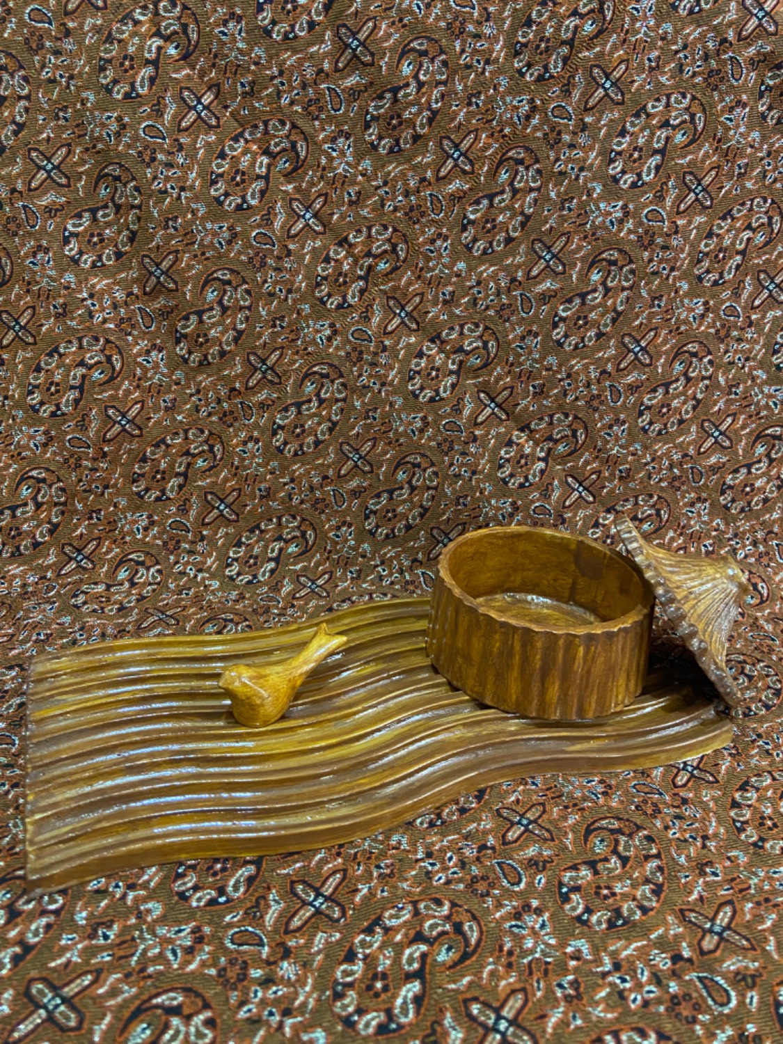 ست قندان و سینی  طرح چوب سنگ مصنوعی
