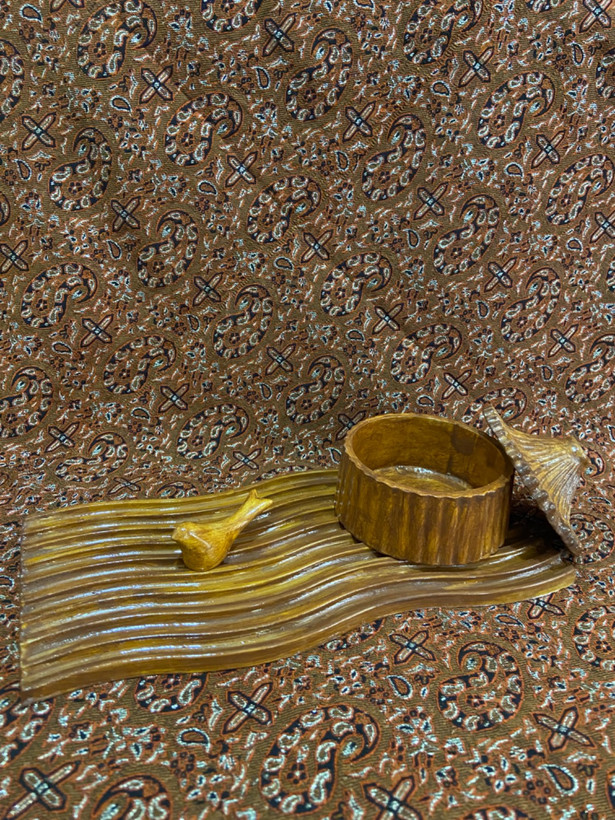 ست قندان و سینی طرح چوب سنگ مصنوعی