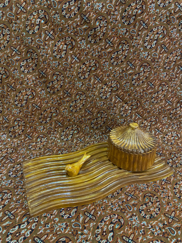 ست قندان و سینی طرح چوب سنگ مصنوعی
