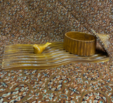 ست قندان و سینی طرح چوب سنگ مصنوعی